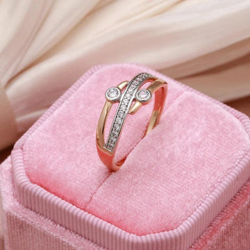 New Arrival Adorable Fashion Rolled 14K Rose Gold AAA Zircon Diamonds Ring - Fine Vintage Wedding Jewellery